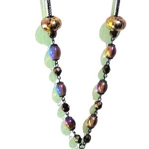 "Oil Spill" Iridescent Bead  Y  Necklace